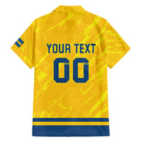 Custom Sweden Hockey Family Matching Off The Shoulder Long Sleeve Dress and Hawaiian Shirt Tre Kronor Go Champions