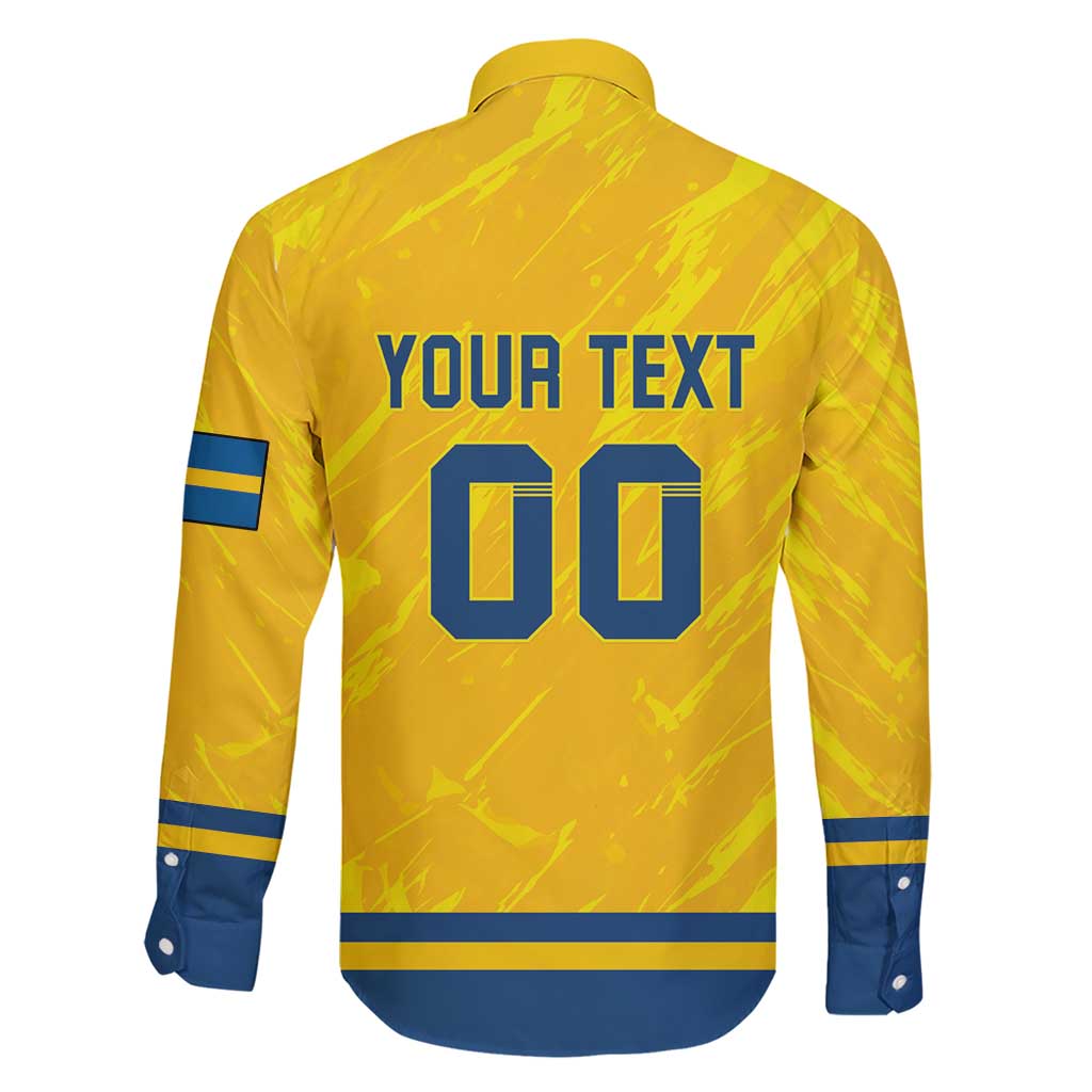 Custom Sweden Hockey Family Matching Short Sleeve Bodycon Dress and Hawaiian Shirt Tre Kronor Go Champions