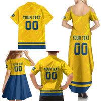 Custom Sweden Hockey Family Matching Summer Maxi Dress and Hawaiian Shirt Tre Kronor Go Champions