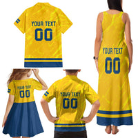 Custom Sweden Hockey Family Matching Tank Maxi Dress and Hawaiian Shirt Tre Kronor Go Champions
