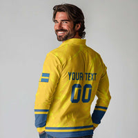 Custom Sweden Hockey Long Sleeve Polo Shirt Tre Kronor Go Champions