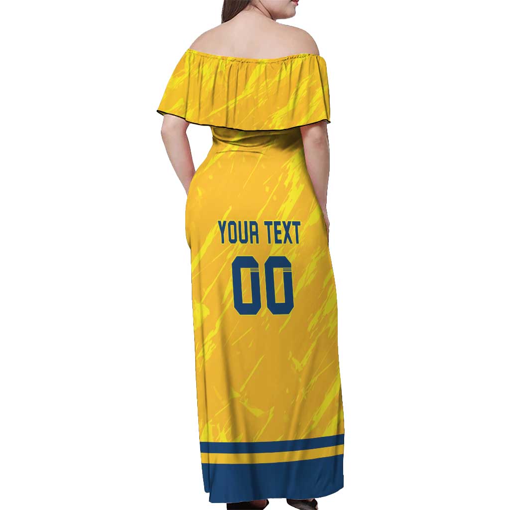 Custom Sweden Hockey Off Shoulder Maxi Dress Tre Kronor Go Champions