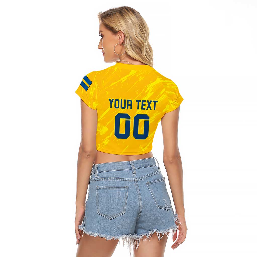 Custom Sweden Hockey Raglan Cropped T Shirt Tre Kronor Go Champions