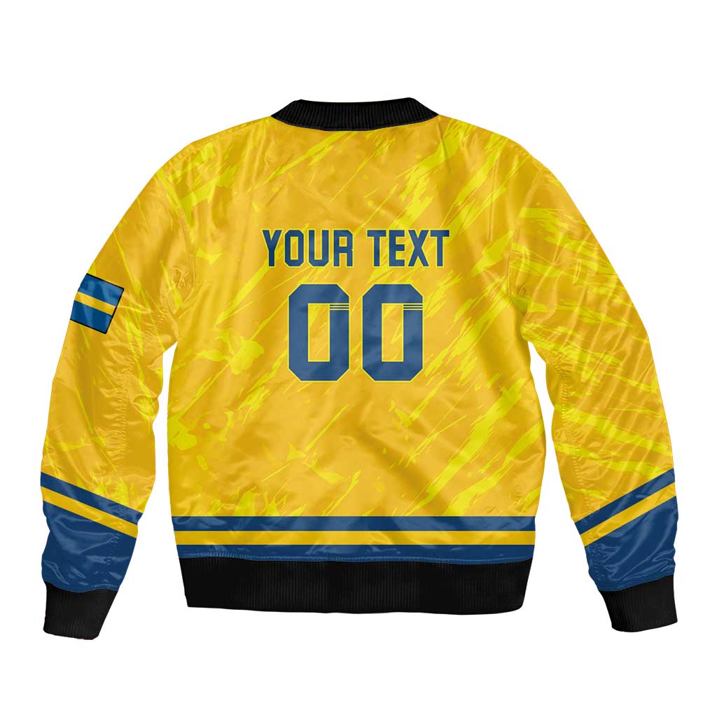 Custom Sweden Hockey Sleeve Zip Bomber Jacket Tre Kronor Go Champions