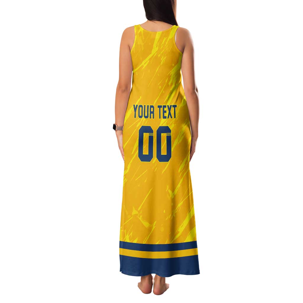 Custom Sweden Hockey Tank Maxi Dress Tre Kronor Go Champions