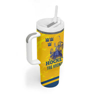 Custom Sweden Hockey Tumbler With Handle Tre Kronor Go Champions