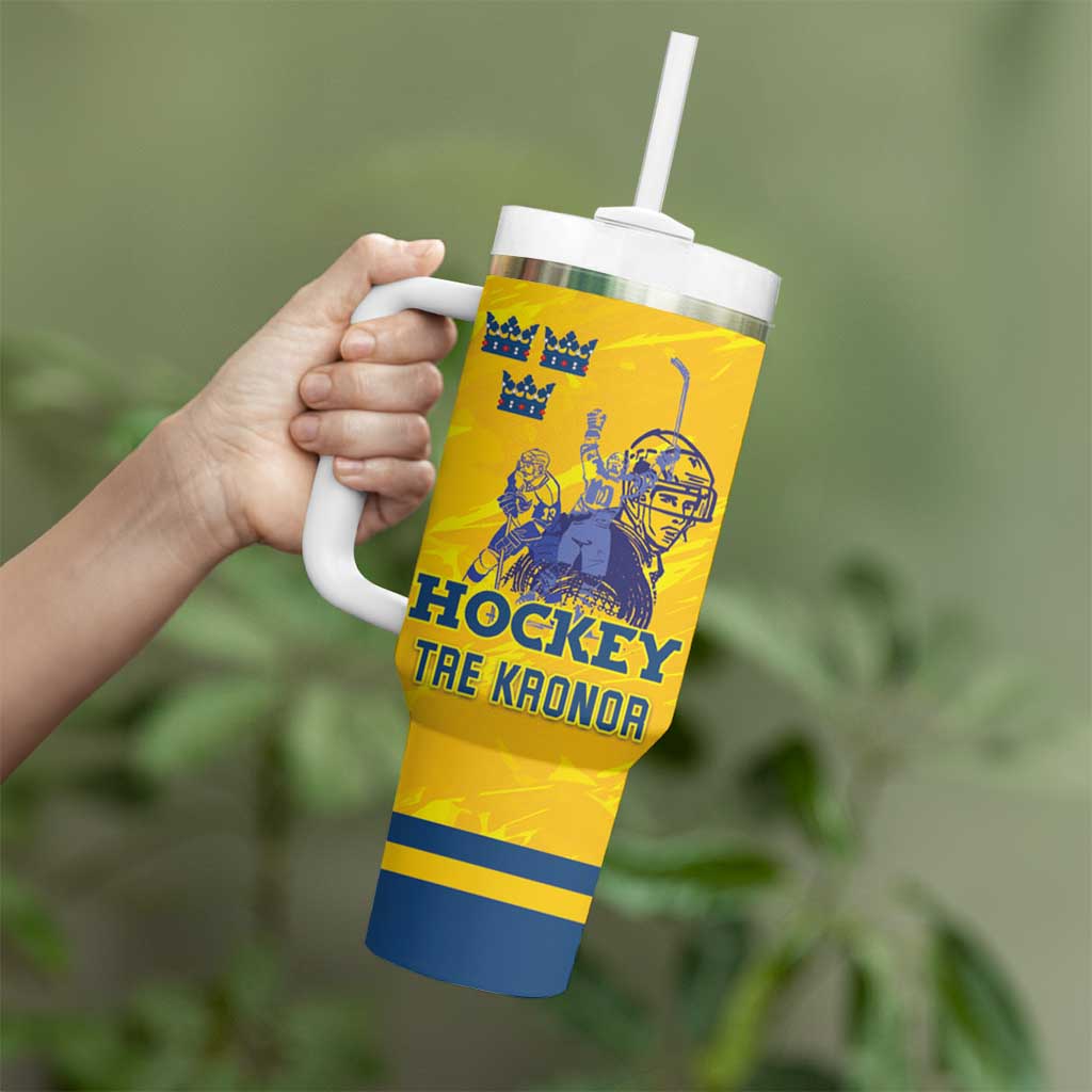 Custom Sweden Hockey Tumbler With Handle Tre Kronor Go Champions