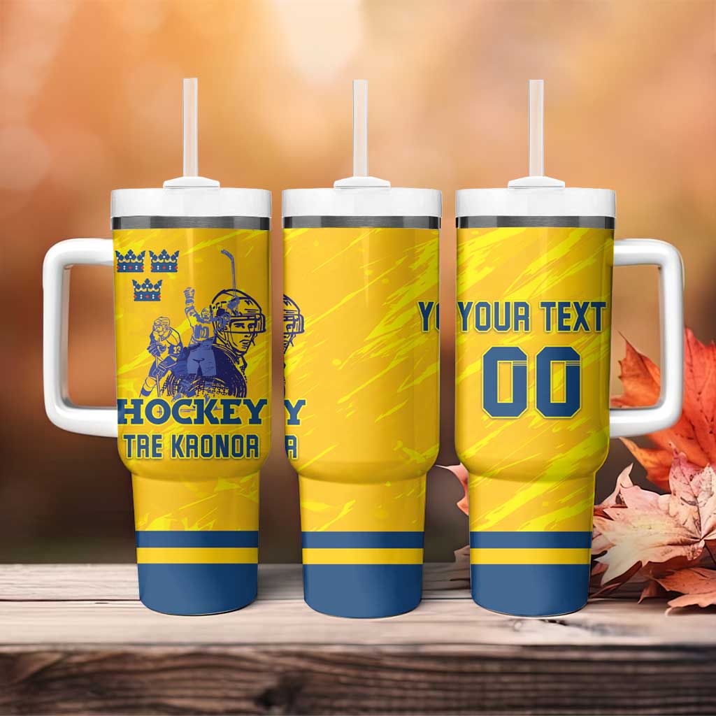 Custom Sweden Hockey Tumbler With Handle Tre Kronor Go Champions