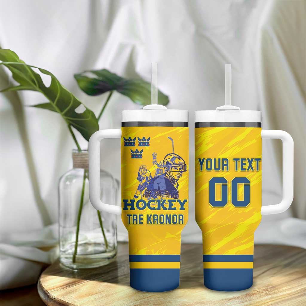 Custom Sweden Hockey Tumbler With Handle Tre Kronor Go Champions