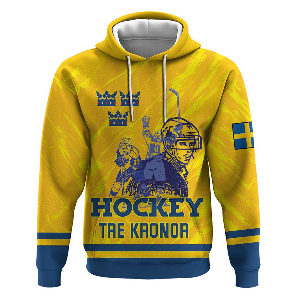 Custom Sweden Hockey Zip Hoodie Tre Kronor Go Champions