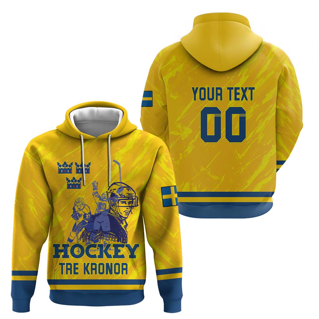 Custom Sweden Hockey Zip Hoodie Tre Kronor Go Champions