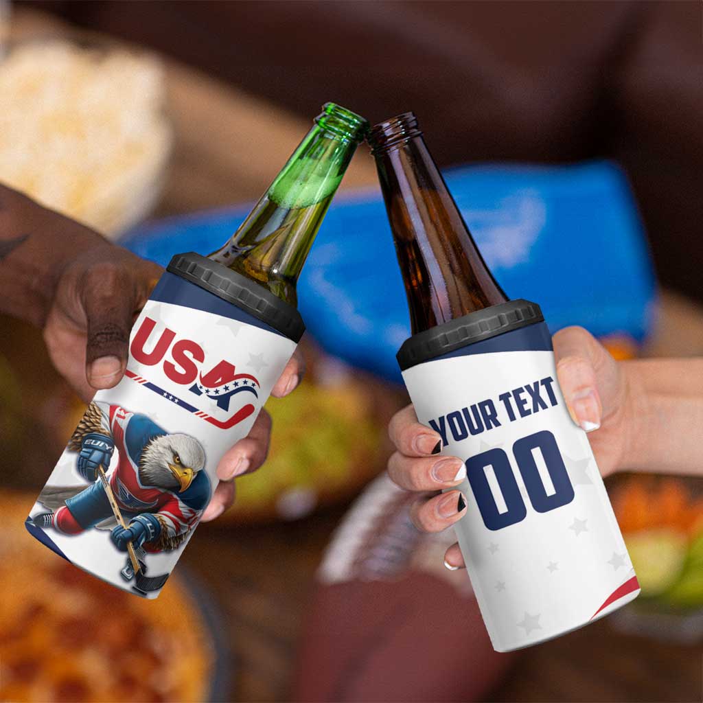 Custom USA Hockey 4 in 1 Can Cooler Tumbler Team USA Eagle Mascot