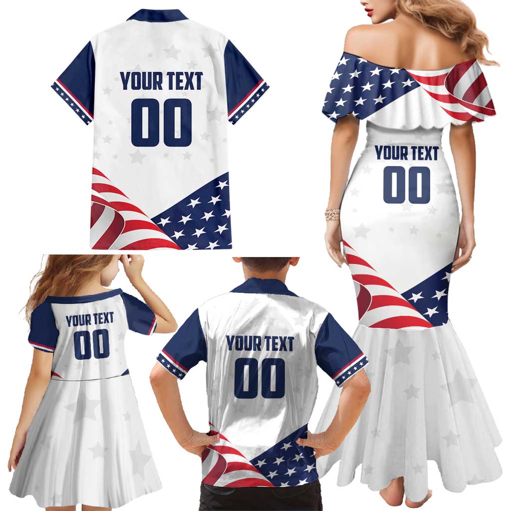 Custom USA Hockey Family Matching Mermaid Dress and Hawaiian Shirt Team USA Eagle Mascot