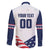 Custom USA Hockey Family Matching Off The Shoulder Long Sleeve Dress and Hawaiian Shirt Team USA Eagle Mascot