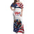 Custom USA Hockey Family Matching Off Shoulder Maxi Dress and Hawaiian Shirt Team USA Eagle Mascot