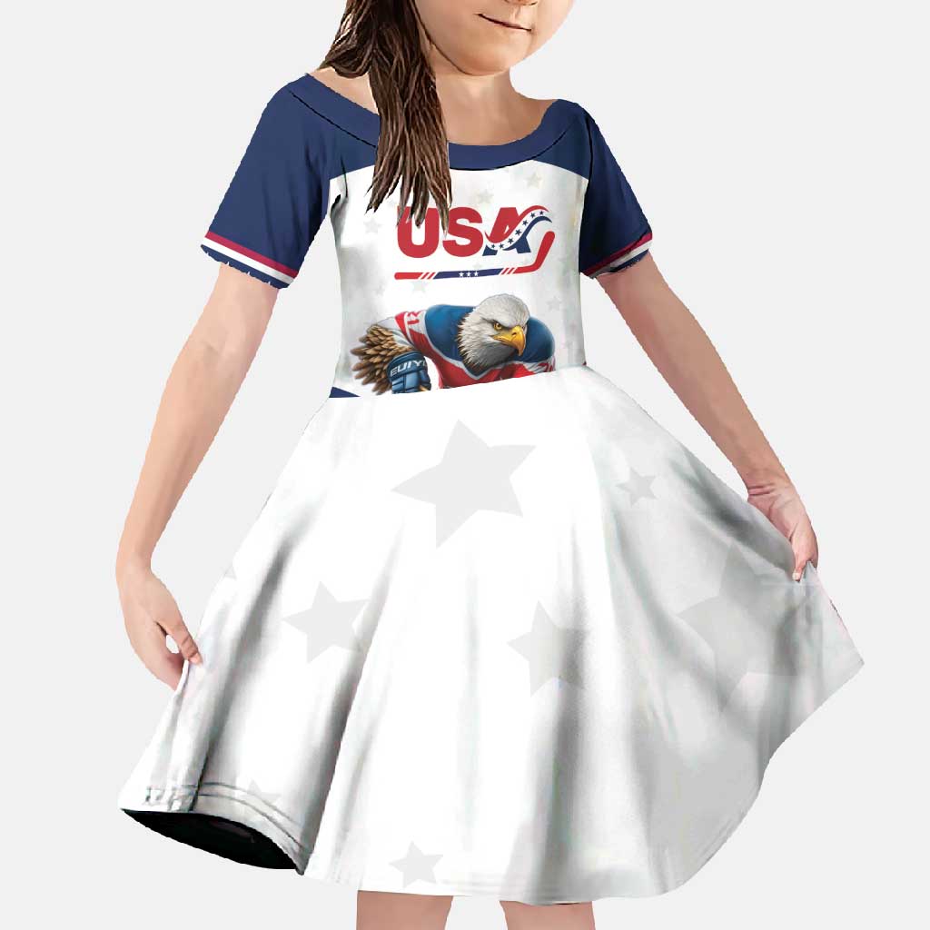 Custom USA Hockey Family Matching Tank Maxi Dress and Hawaiian Shirt Team USA Eagle Mascot
