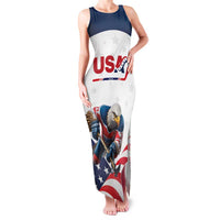 Custom USA Hockey Family Matching Tank Maxi Dress and Hawaiian Shirt Team USA Eagle Mascot