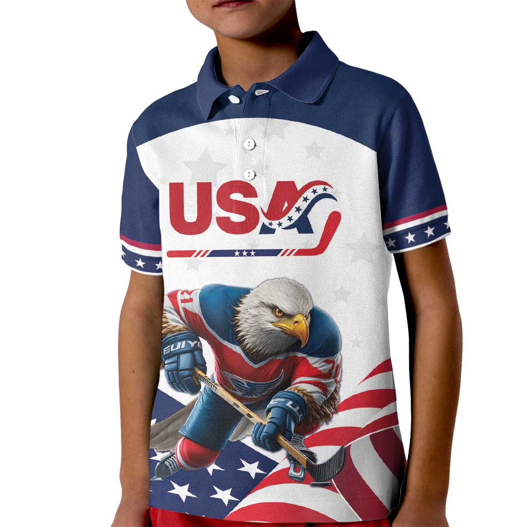 Custom USA Hockey Kid Polo Shirt Team USA Eagle Mascot