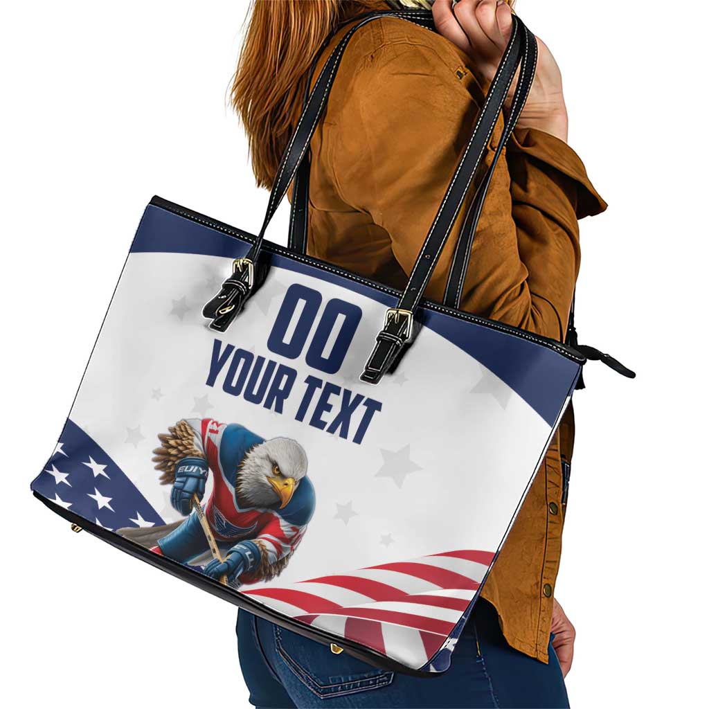 Custom USA Hockey Leather Tote Bag Team USA Eagle Mascot