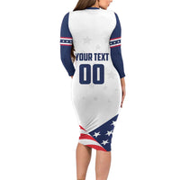 Custom USA Hockey Long Sleeve Bodycon Dress Team USA Eagle Mascot