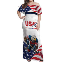 Custom USA Hockey Off Shoulder Maxi Dress Team USA Eagle Mascot