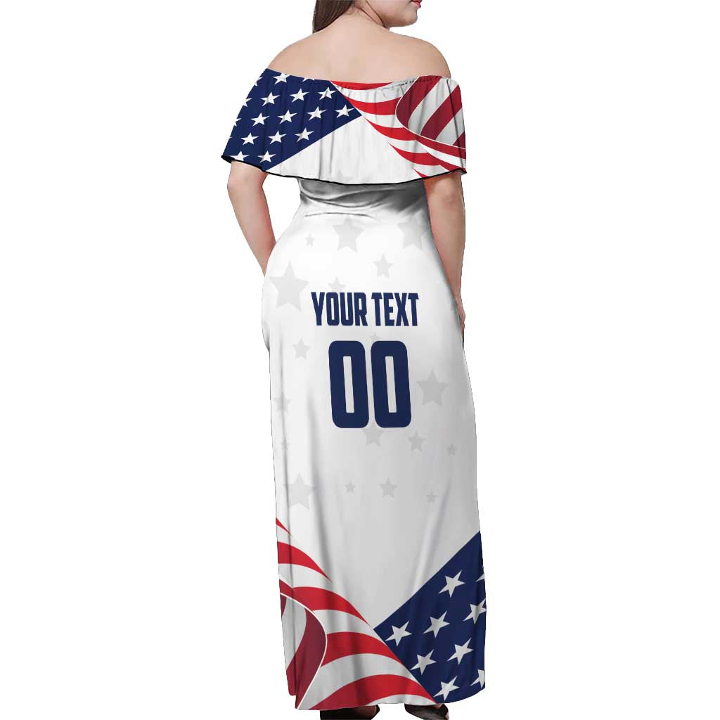 Custom USA Hockey Off Shoulder Maxi Dress Team USA Eagle Mascot