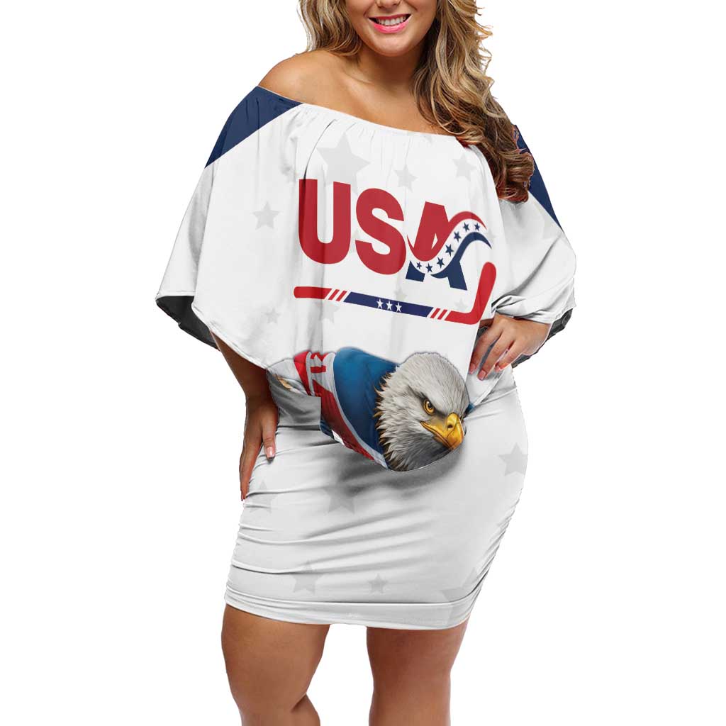 Custom USA Hockey Off Shoulder Short Dress Team USA Eagle Mascot