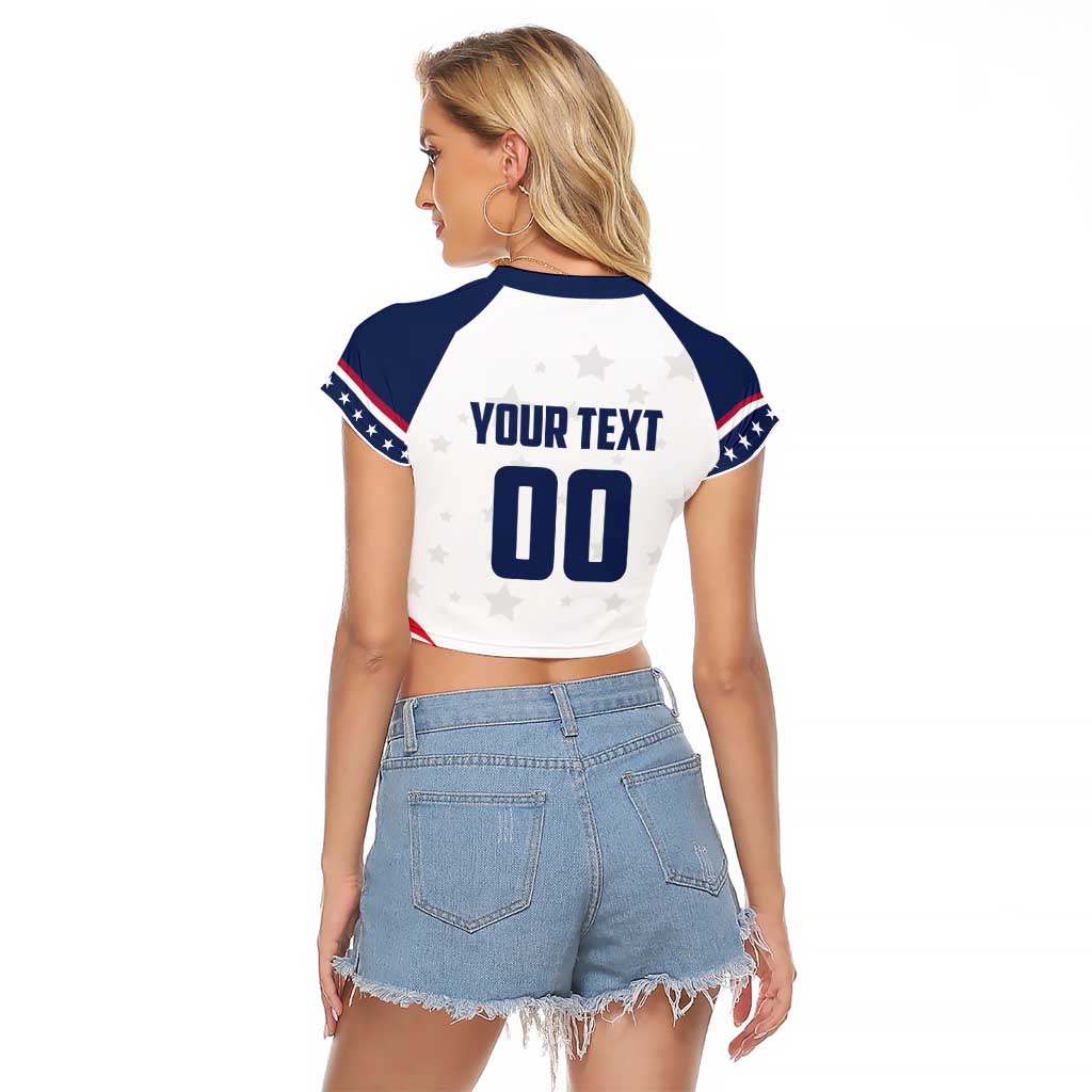 Custom USA Hockey Raglan Cropped T Shirt Team USA Eagle Mascot