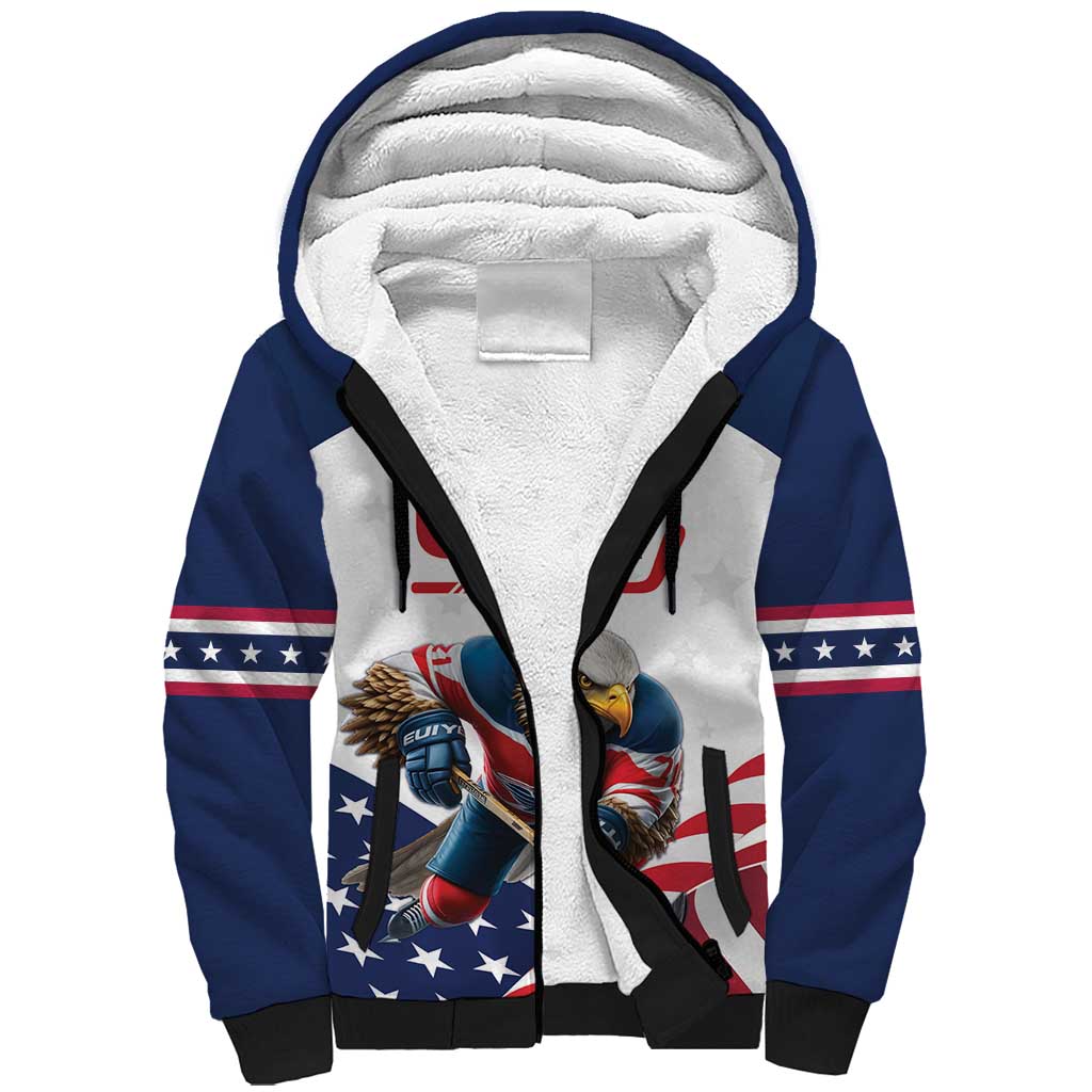 Custom USA Hockey Sherpa Hoodie Team USA Eagle Mascot