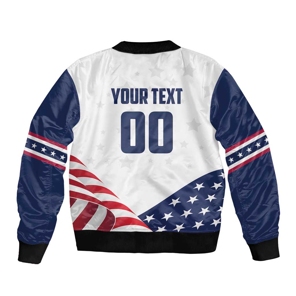 Custom USA Hockey Sleeve Zip Bomber Jacket Team USA Eagle Mascot