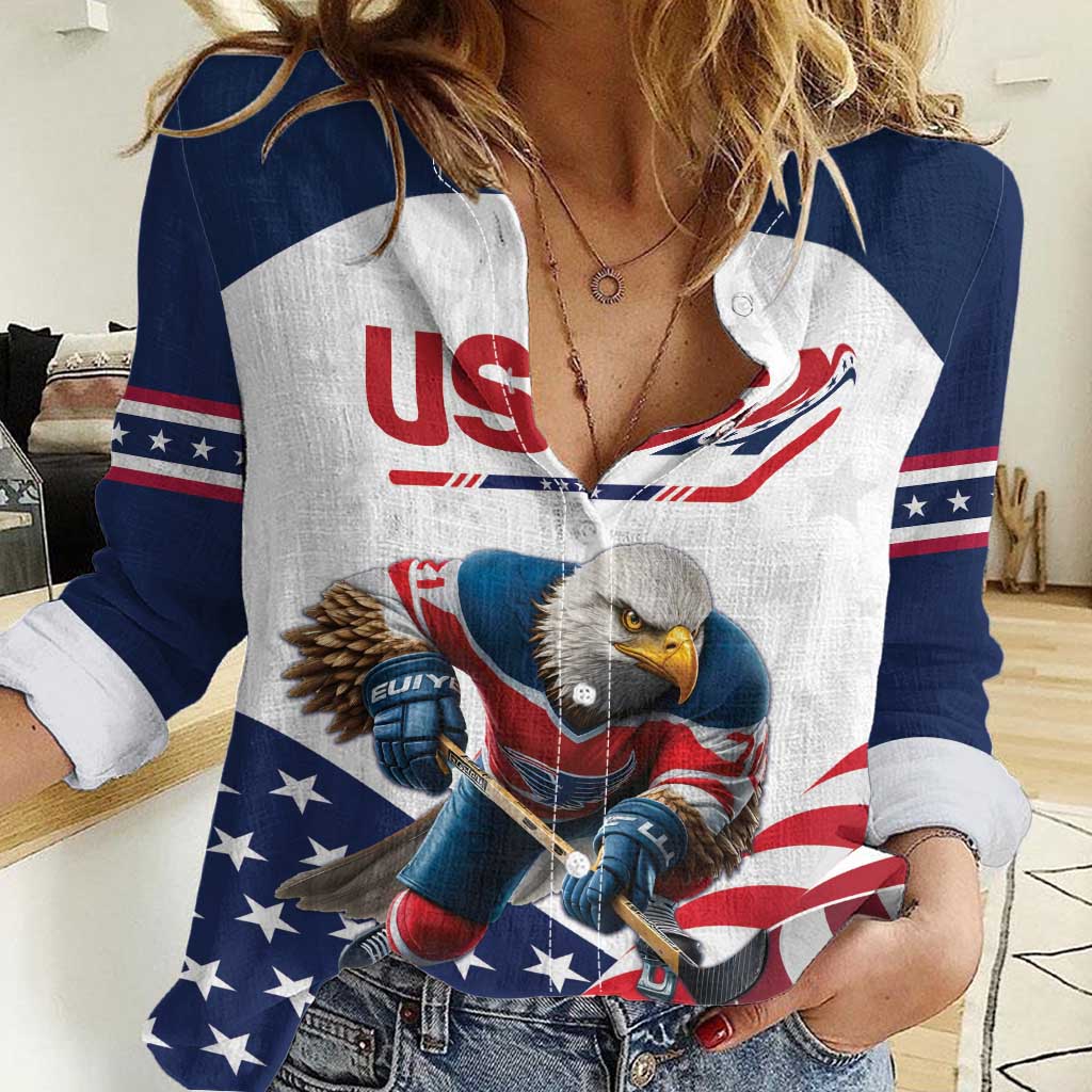 Custom USA Hockey Women Casual Shirt Team USA Eagle Mascot