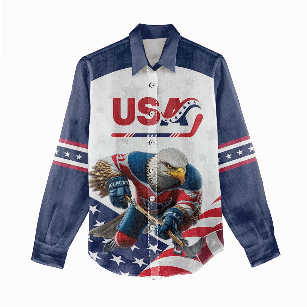 Custom USA Hockey Women Casual Shirt Team USA Eagle Mascot