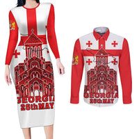 Georgia Independence Day Couples Matching Long Sleeve Bodycon Dress and Long Sleeve Button Shirt Sameba Dzala Ertobashia