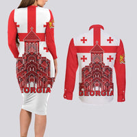 Georgia Independence Day Couples Matching Long Sleeve Bodycon Dress and Long Sleeve Button Shirt Sameba Dzala Ertobashia