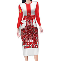 Georgia Independence Day Family Matching Long Sleeve Bodycon Dress and Hawaiian Shirt Sameba Dzala Ertobashia