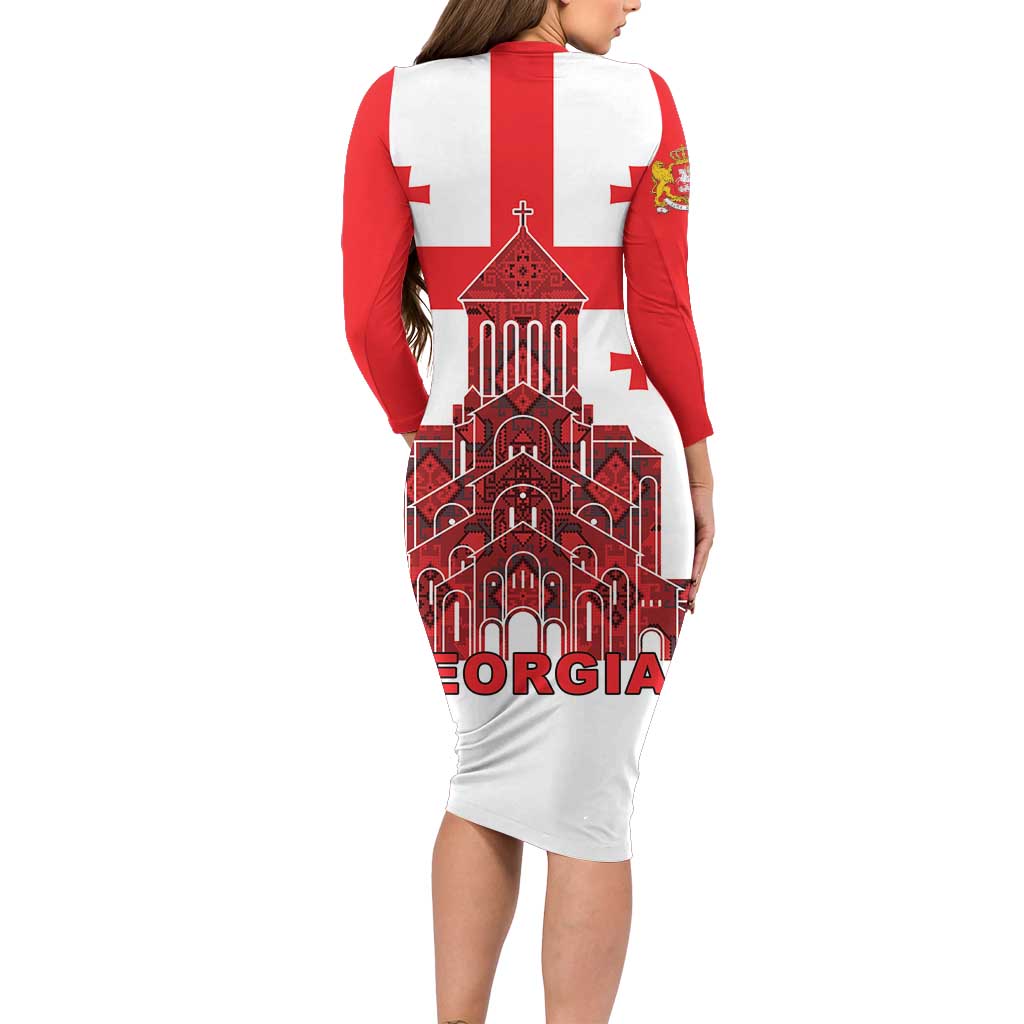 Georgia Independence Day Family Matching Long Sleeve Bodycon Dress and Hawaiian Shirt Sameba Dzala Ertobashia