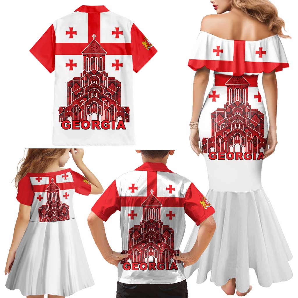 Georgia Independence Day Family Matching Mermaid Dress and Hawaiian Shirt Sameba Dzala Ertobashia