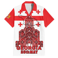 Georgia Independence Day Family Matching Off The Shoulder Long Sleeve Dress and Hawaiian Shirt Sameba Dzala Ertobashia