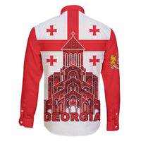 Georgia Independence Day Family Matching Off The Shoulder Long Sleeve Dress and Hawaiian Shirt Sameba Dzala Ertobashia