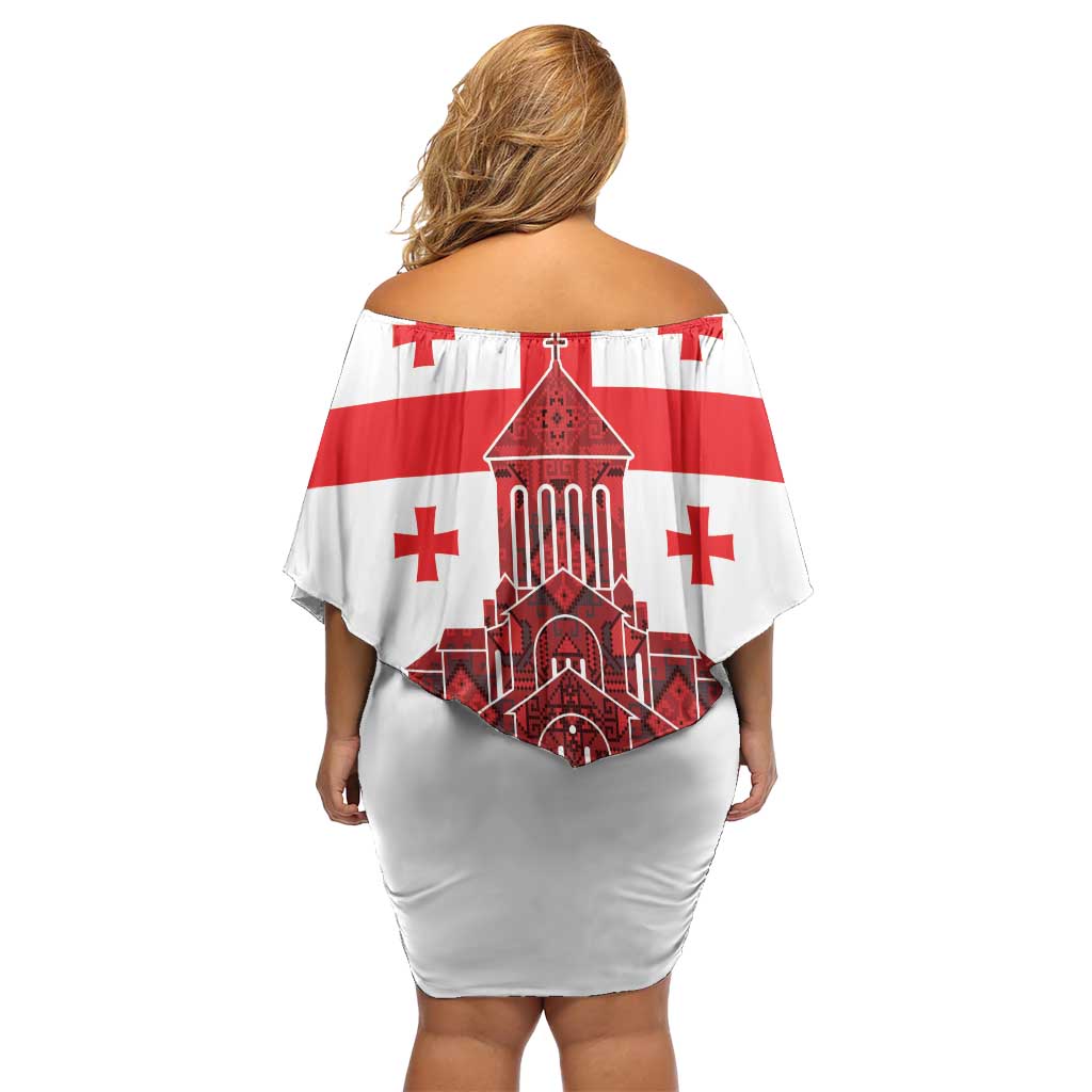 Georgia Independence Day Family Matching Off Shoulder Short Dress and Hawaiian Shirt Sameba Dzala Ertobashia