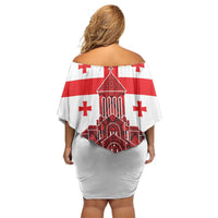 Georgia Independence Day Family Matching Off Shoulder Short Dress and Hawaiian Shirt Sameba Dzala Ertobashia