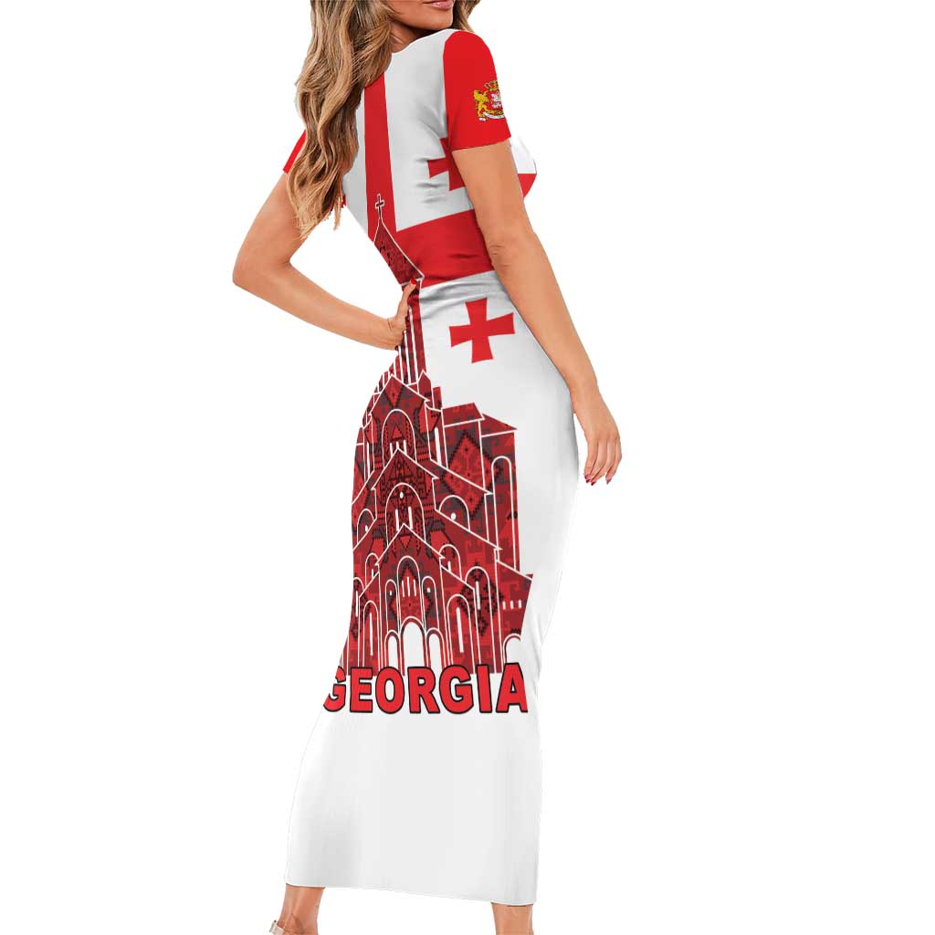 Georgia Independence Day Family Matching Short Sleeve Bodycon Dress and Hawaiian Shirt Sameba Dzala Ertobashia