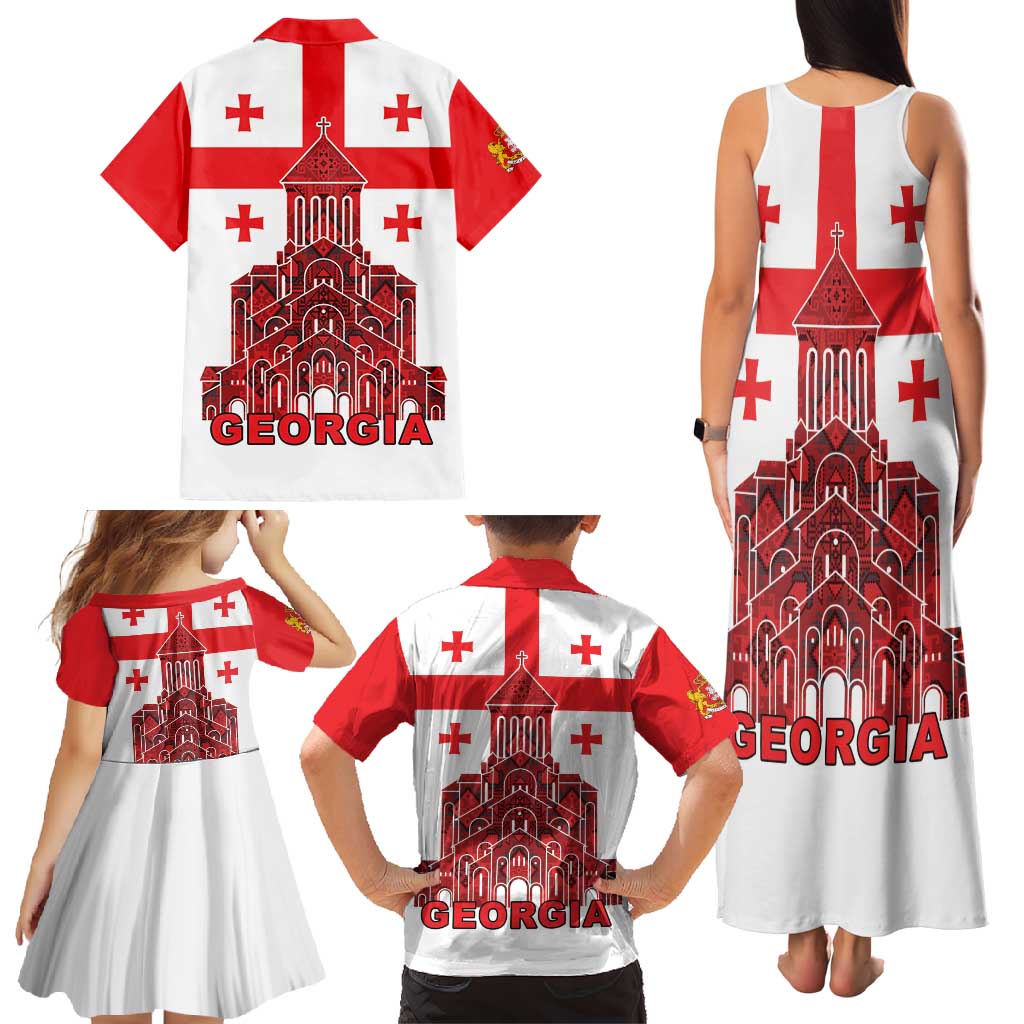 Georgia Independence Day Family Matching Tank Maxi Dress and Hawaiian Shirt Sameba Dzala Ertobashia