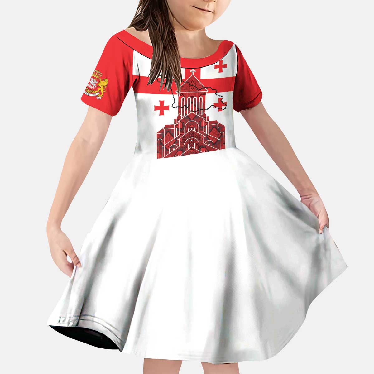 Georgia Independence Day Kid Short Sleeve Dress Sameba Dzala Ertobashia