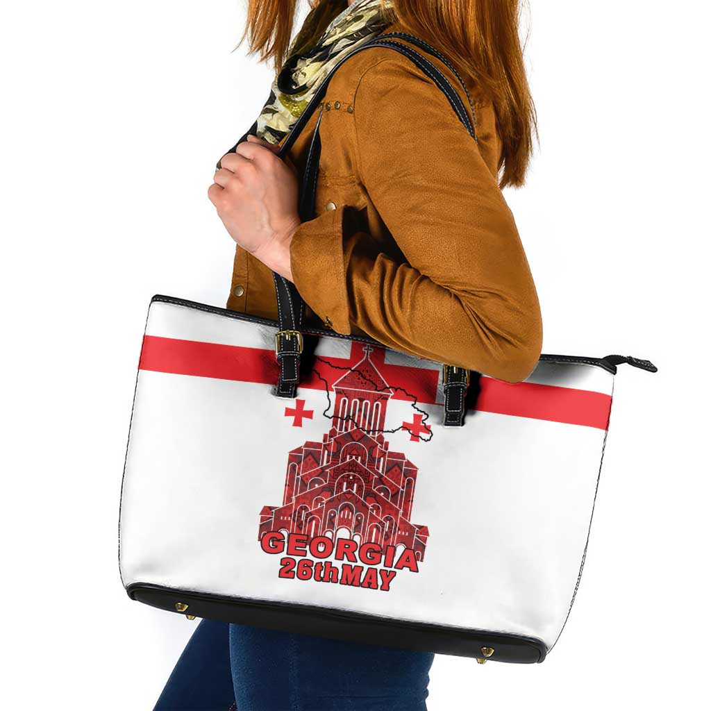 Georgia Independence Day Leather Tote Bag Sameba Dzala Ertobashia