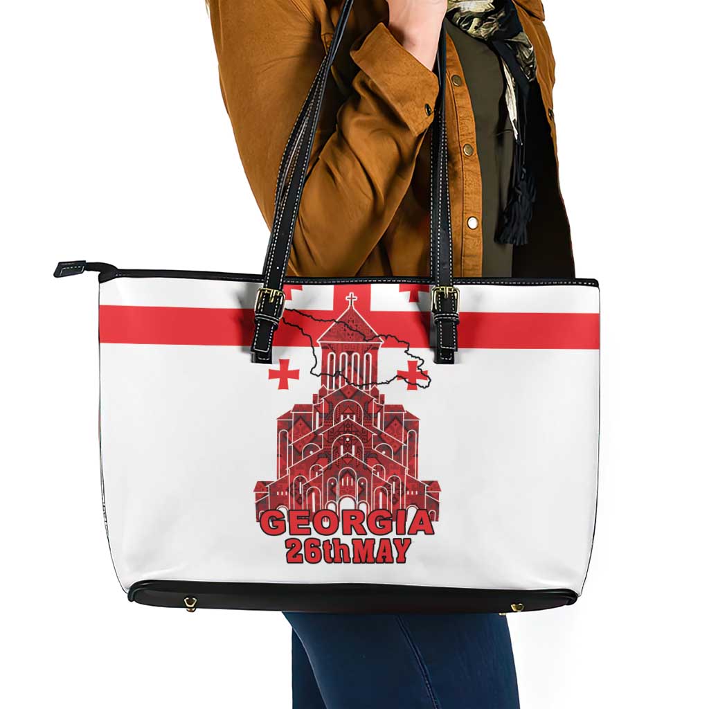 Georgia Independence Day Leather Tote Bag Sameba Dzala Ertobashia