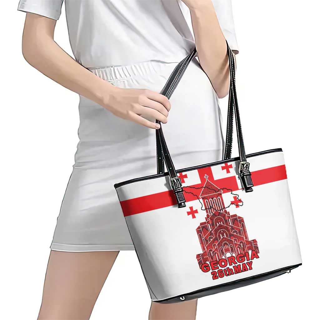 Georgia Independence Day Leather Tote Bag Sameba Dzala Ertobashia