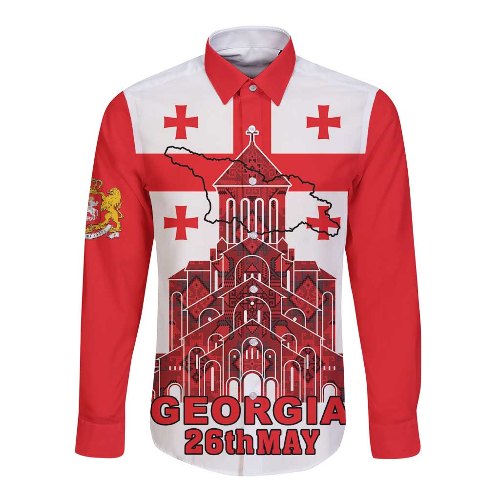Georgia Independence Day Long Sleeve Button Shirt Sameba Dzala Ertobashia