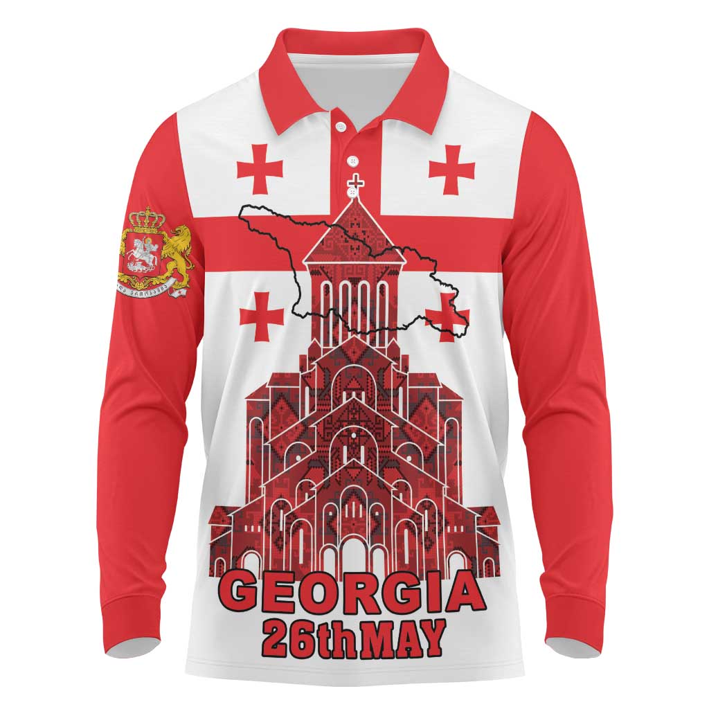 Georgia Independence Day Long Sleeve Polo Shirt Sameba Dzala Ertobashia