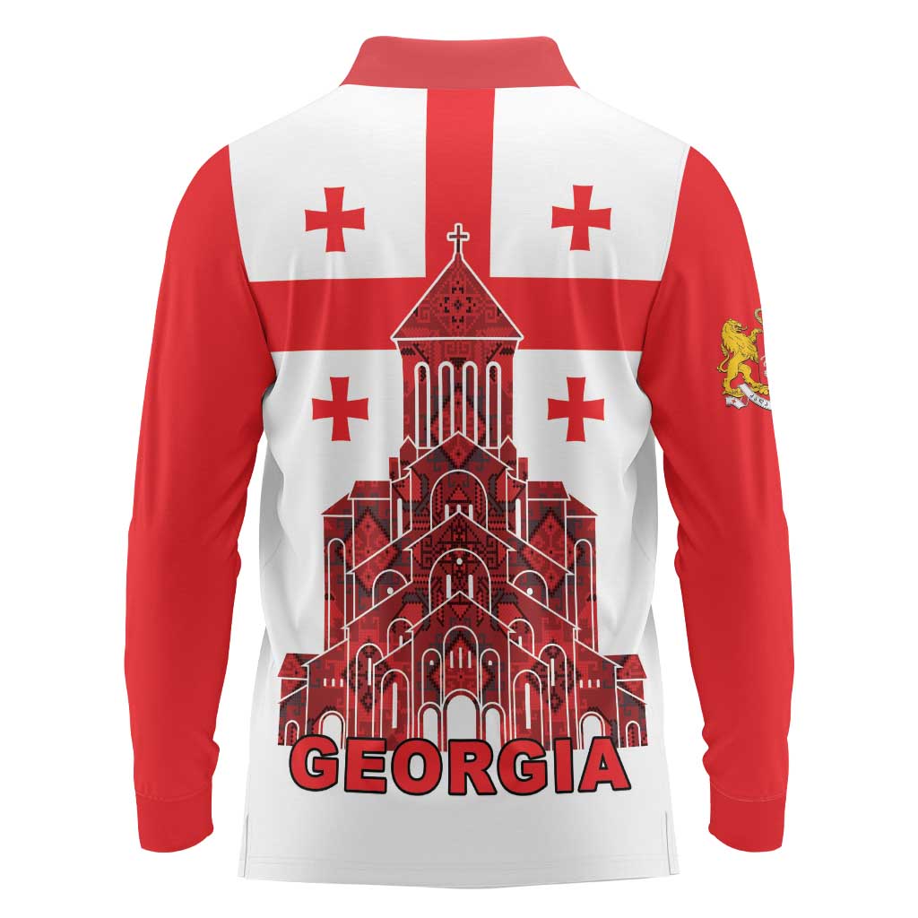Georgia Independence Day Long Sleeve Polo Shirt Sameba Dzala Ertobashia